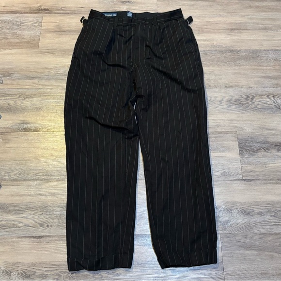 VTG Polo Golf Ralph Lauren cotton linen pleated front cuffed pinstripe pants 32 - Picture 1 of 9